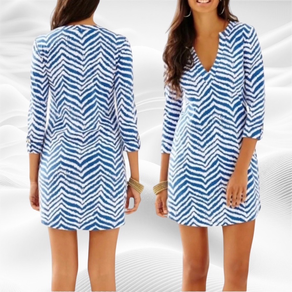 Lilly Pulitzer NWT Rossmore Dress Indigo Zebron Small‎ Stripe Blue
